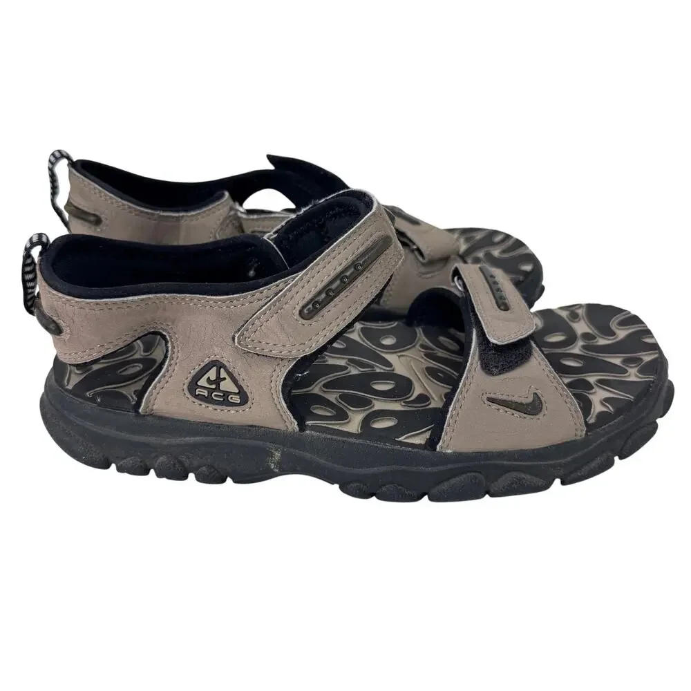 Nike ACG‎ Outdoor Hiking Sandals Leather Slip-On Open Toe Tan/Black Mens Size 7